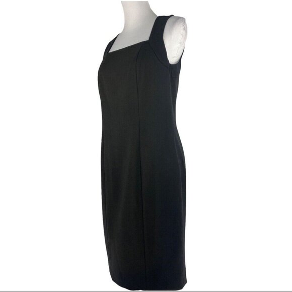 Insight Women's Black Square Neck Minimalist Luxury Career Sheath Dress 6/C34 - Picture 4 of 8